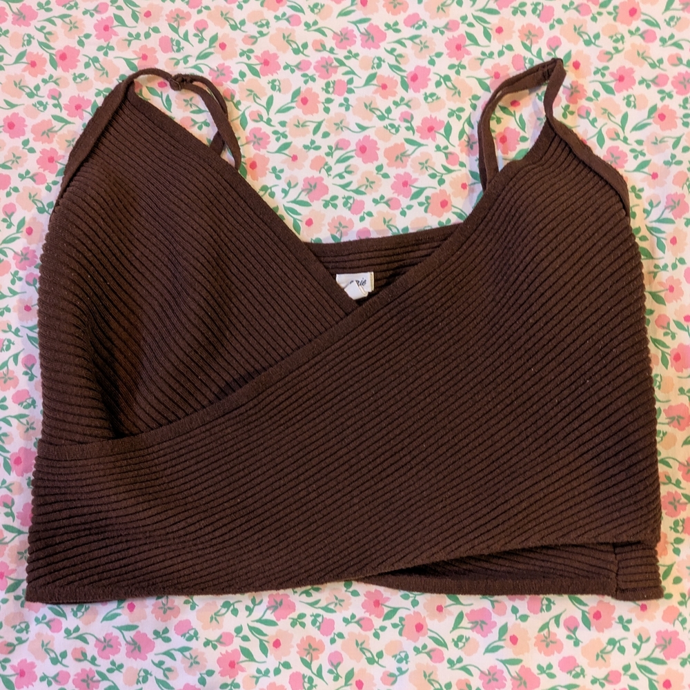 Aerie Brown Wrap Crop Top